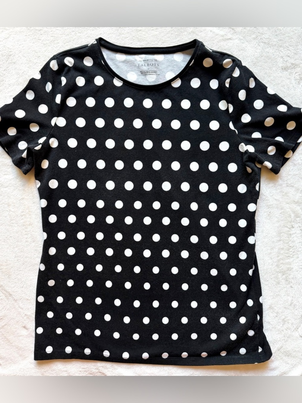 Talbots Black and White Polka Dot Short Sleeve Tee